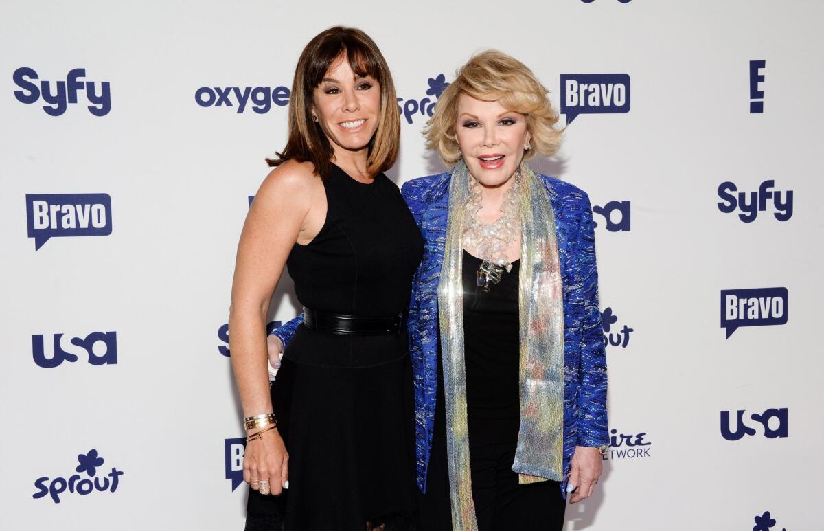 In this May 15, 2014 file photo, Melissa Rivers, left, and Joan Rivers attend the NBCUniversal Cable Entertainment 2014 Upfront at the Javits Center in New York.