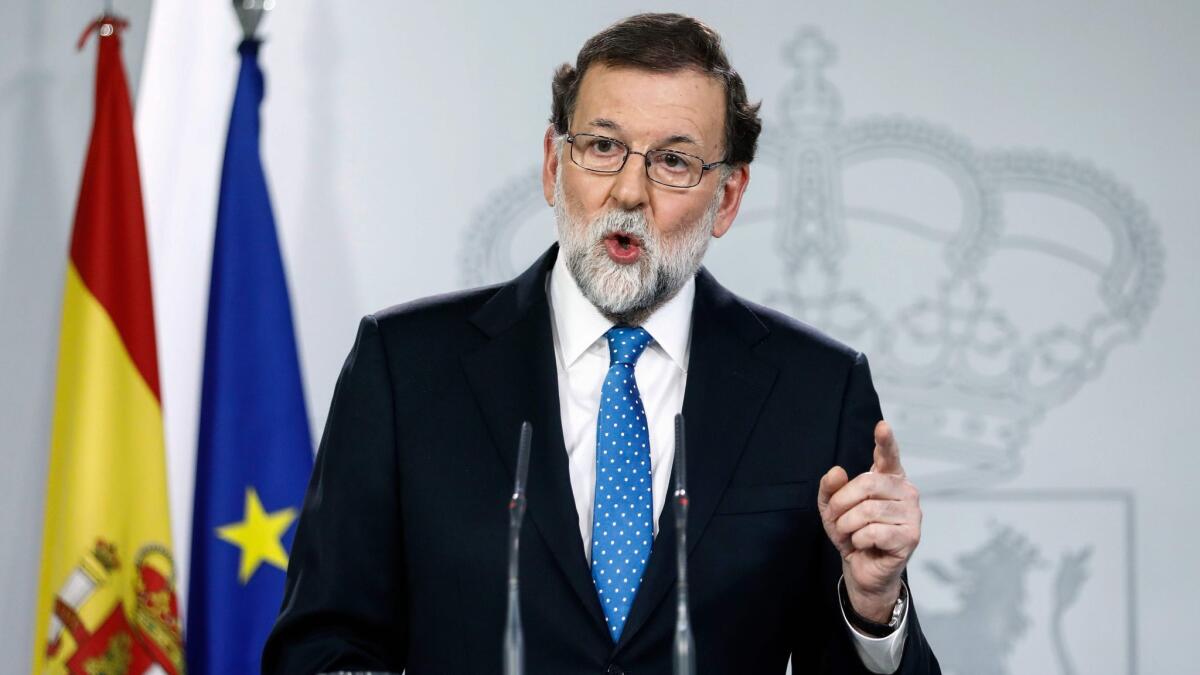 Spanish Prime Minister Mariano Rajoy speaks at a news conference Dec. 22, the day after Catalonia's regional election.