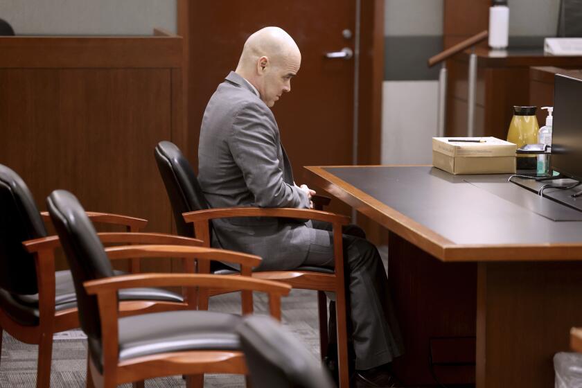 Robert Telles, a former Clark County public administrator charged in the murder of Las Vegas Review-Journal investigative journalist Jeff German, waits in the courtroom during his murder trial at the Regional Justice Center in Las Vegas, Monday, Aug. 26, 2024. (K.M. Cannon/Las Vegas Review-Journal via AP, Pool)