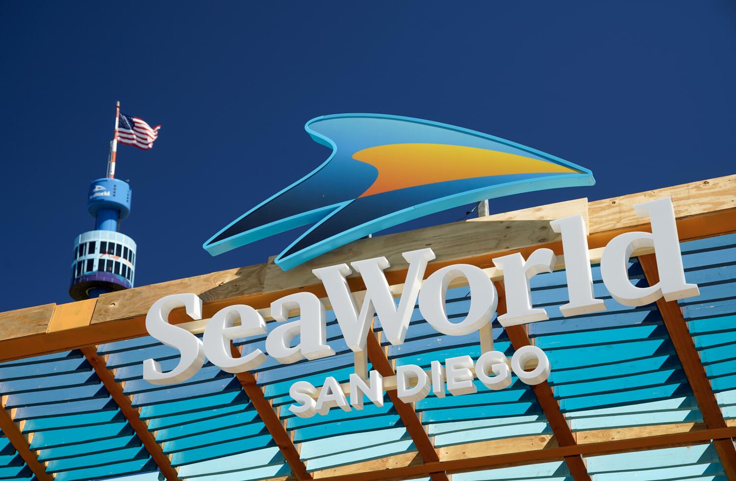 New entrance sign for SeaWorld San Diego.