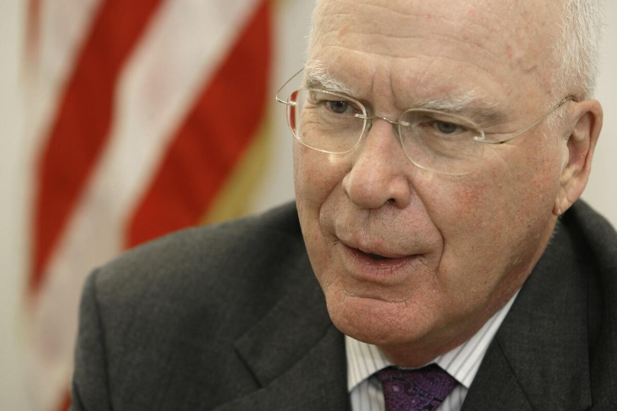 Sen. Patrick Leahy, (D-Vt.) pictured above at a 2006 press conference, has introduced legislation requiring federal approval before a state could adopt practices historically associated with discrimination, such as a change in voter identification requirements.