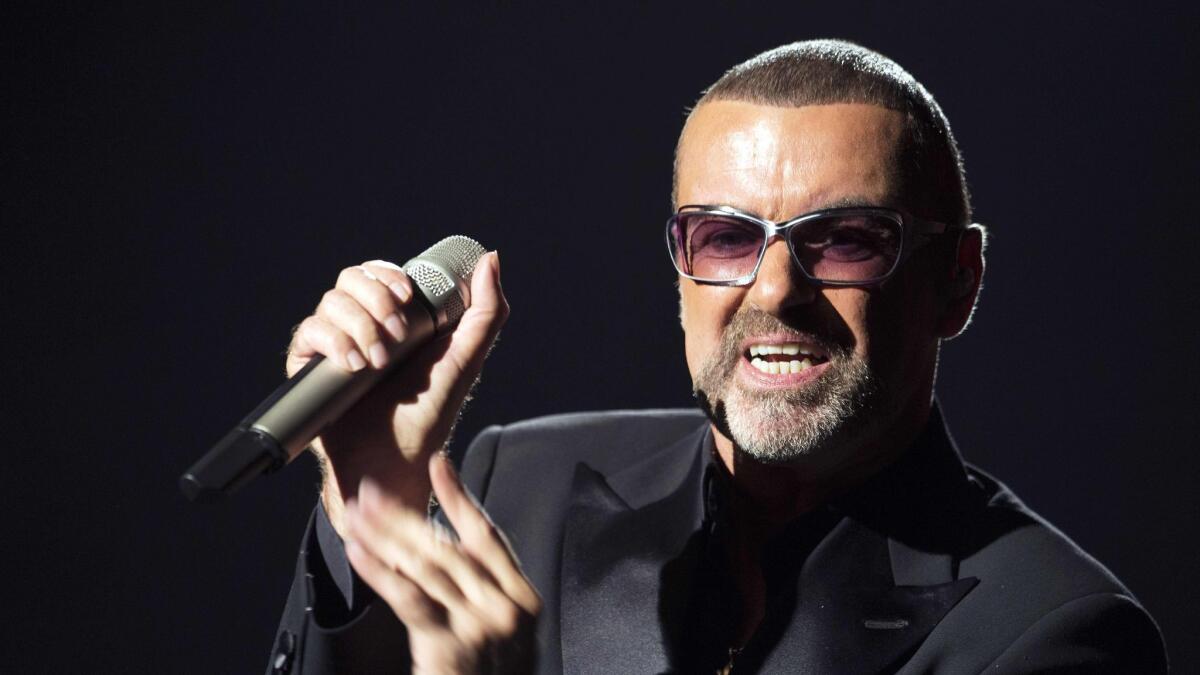 British singer George Michael performing on stage during a charity gala at the Opera Garnier in Paris in 2012.