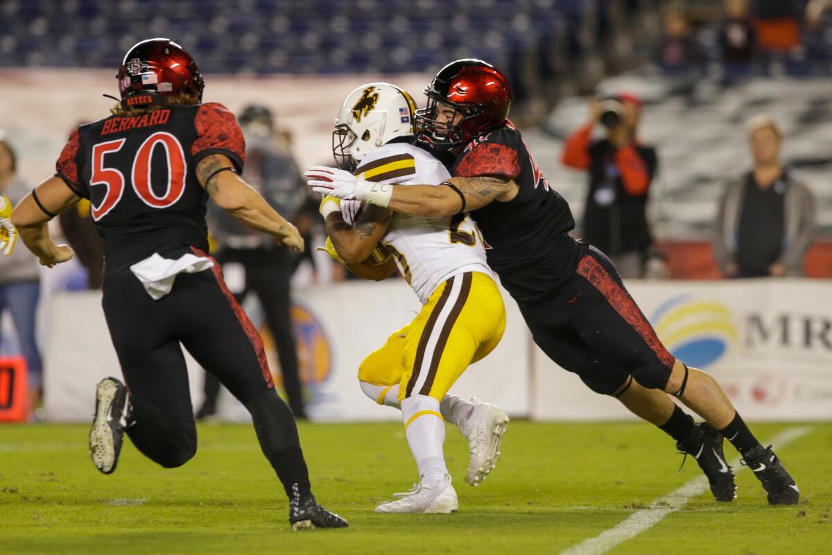 San Diego State was challenged with slowing down Wyoming's running game in Saturday night's game at SDCCU Stadium.