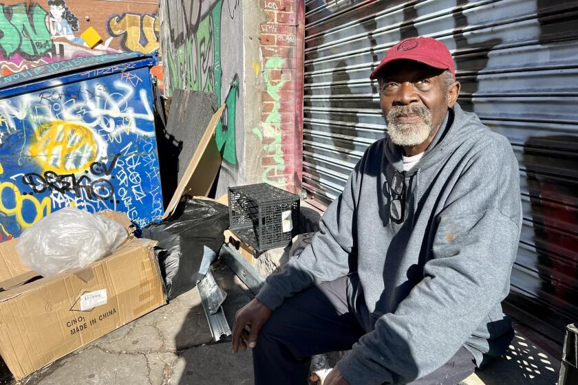 Earlie King Jr., 65, in the downtown LA alley where he lived for most of his adult life