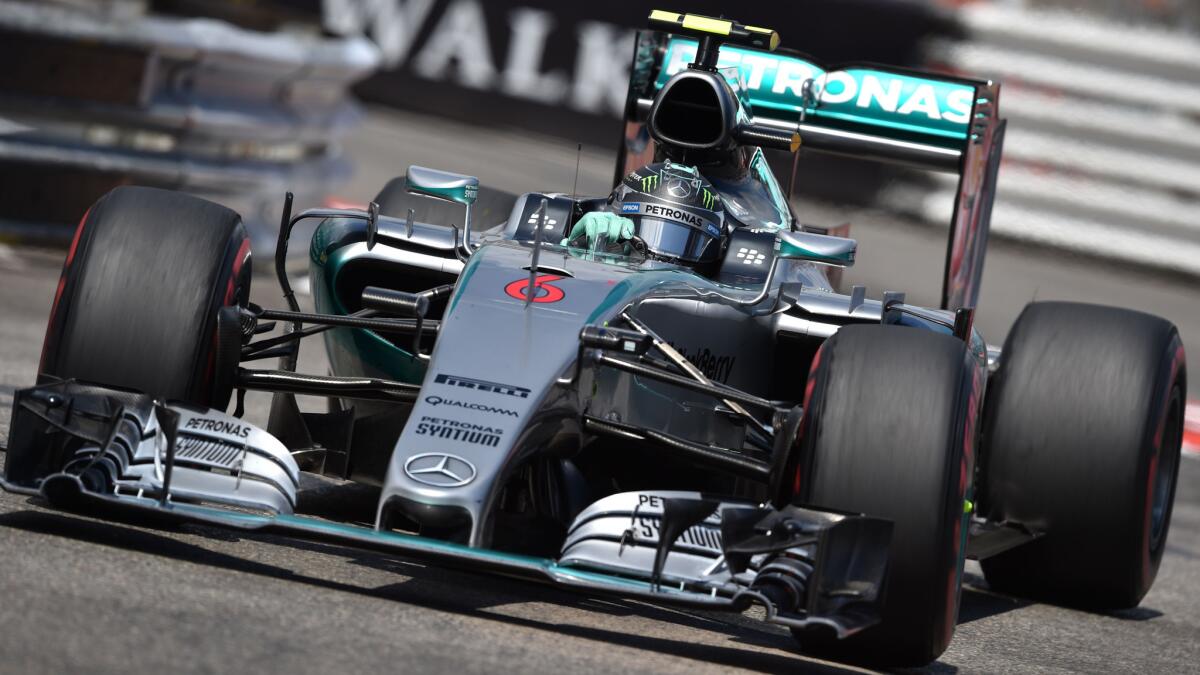 Nico Rosberg races through the streets of Monte Carlo during the Monaco Grand Prix on Sunday.