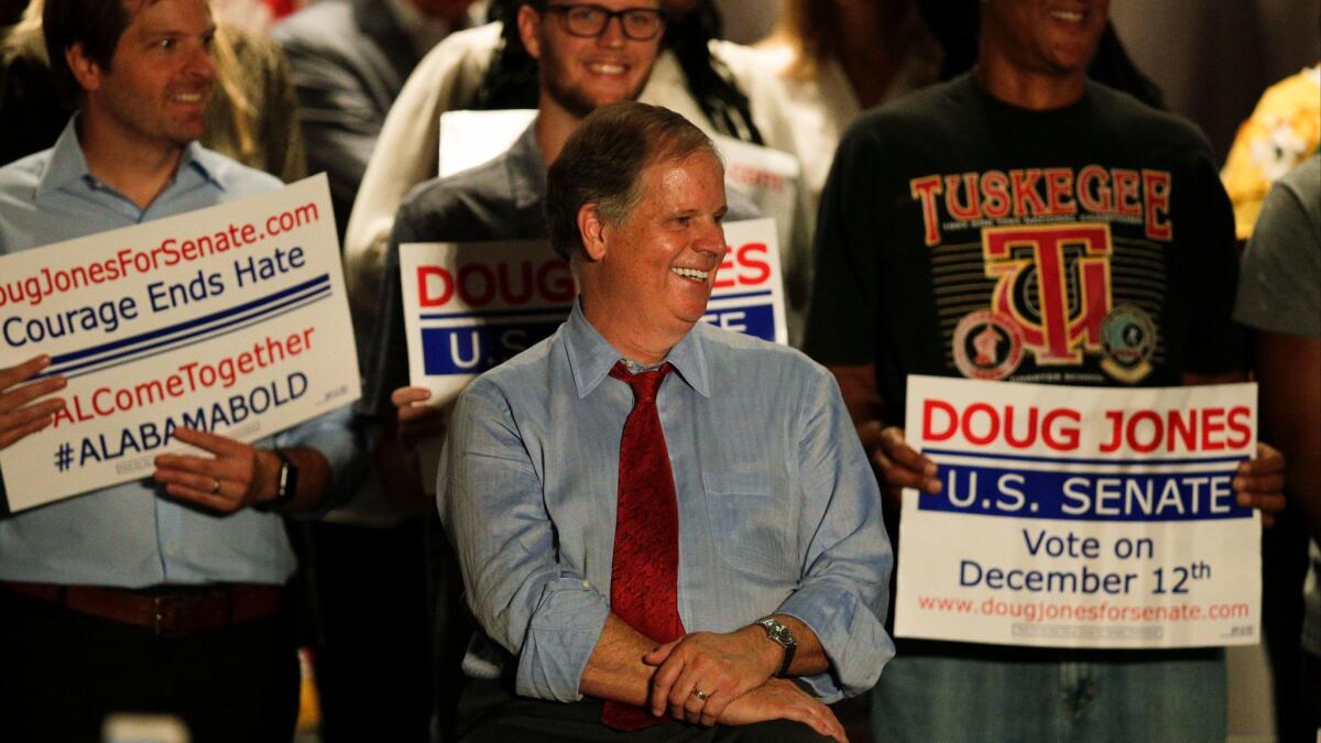 Democratic Senate candidate Doug Jones at a rally last month in Birmingham, Ala.