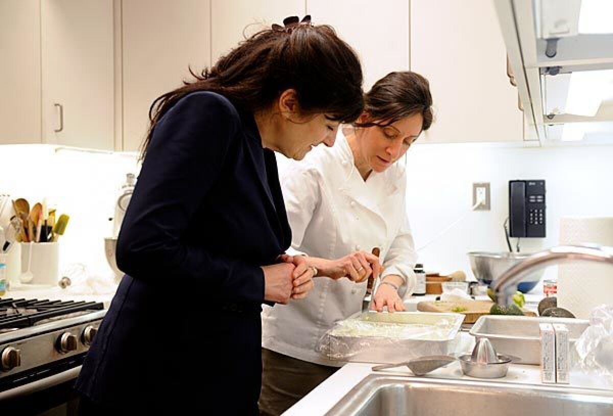 Gourmet magazine editor Ruth Reichl, left, with chef Maggie Ruggiero in April.