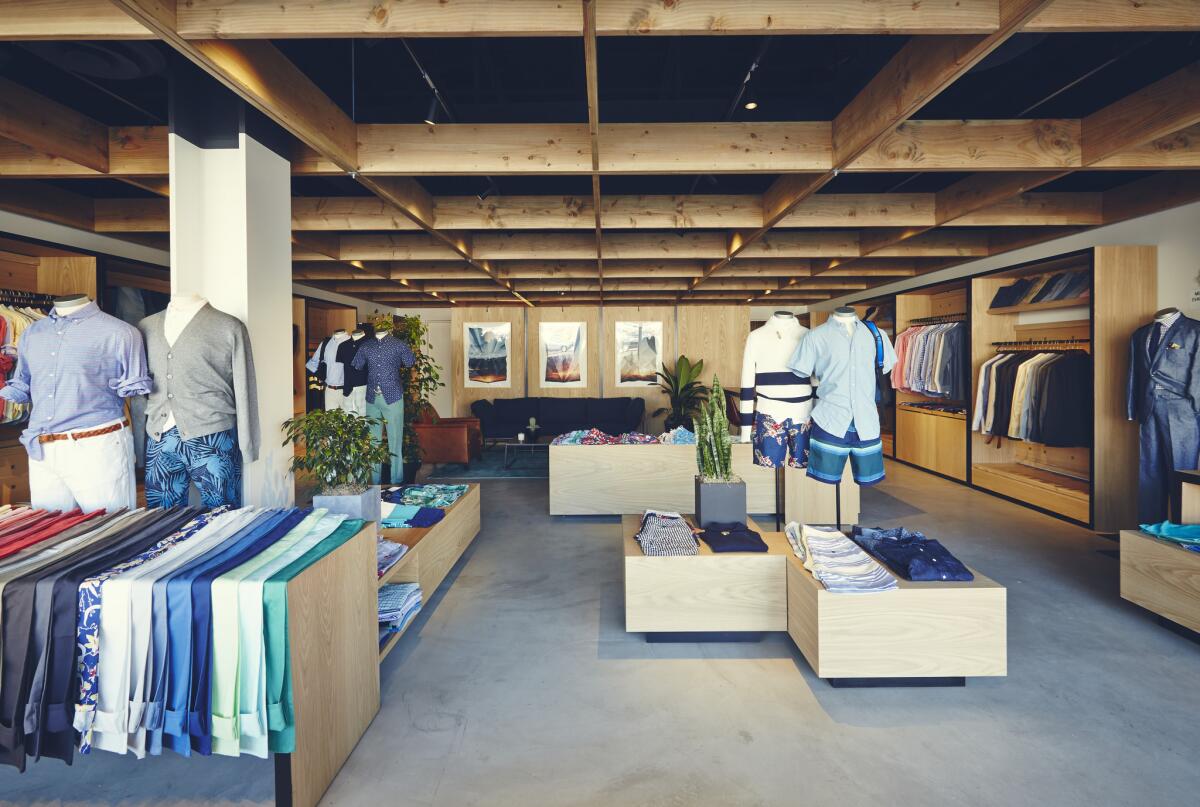 A Bonobos "guideshop" in La Brea. The brand's stores are for trying on clothing only, making them a possible model for socially distanced retail.