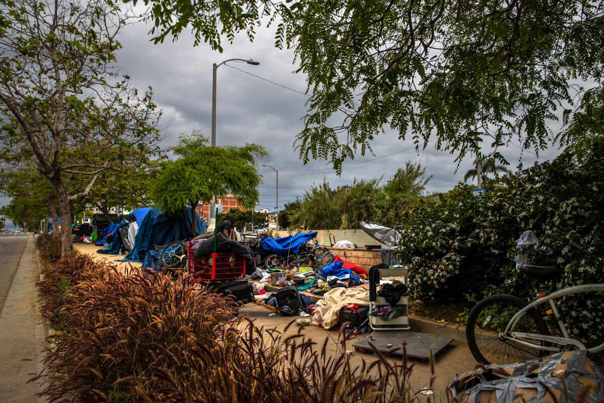LOS ANGELES, CA - JUNE 07: Los Angeles City sanitation workers conducted a large homeless encampment cleanup in Venice Wednesday. Described by councilwoman Traci Park's office as a