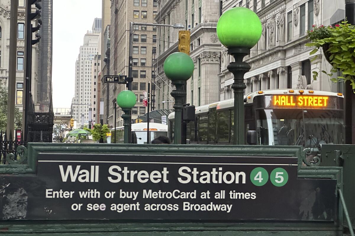 The Wall Street subway station in New York City