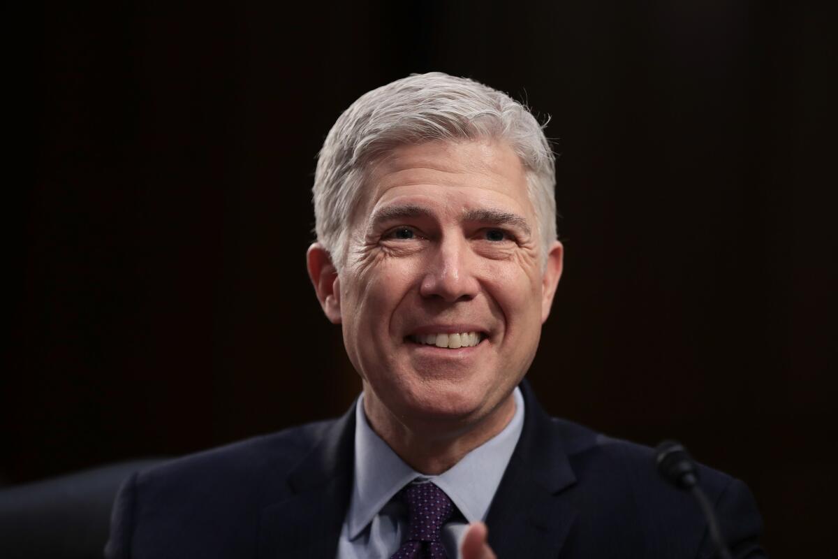 Judge Neil Gorsuch testifies during the second day of his Supreme Court confirmation hearing before the Senate Judiciary Committee on March 21, 2017.