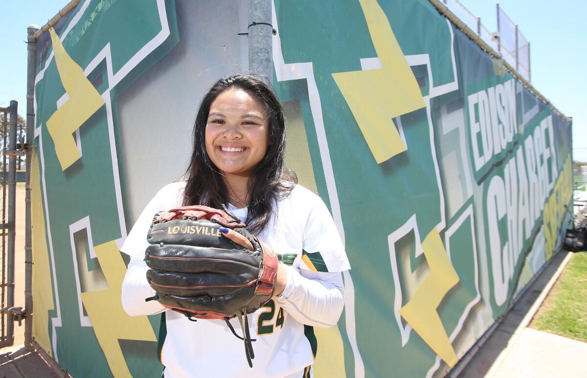Jaelyn Operana of Edison made two diving catches, including one that led to a triple play in the Orange County Softball Coaches All-Star Classic.