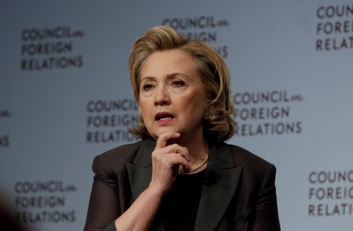 Hillary Clinton participates in a conversation about her career in government and her new book, "Hard Choices," at the Council on Foreign Relationsin New York.