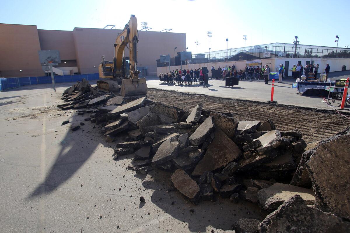 The area of the future 2020 Glendale High School's aquatics center pictured during the Glendale High School Aquatics Center groundbreaking ceremony on campus on Tuesday.