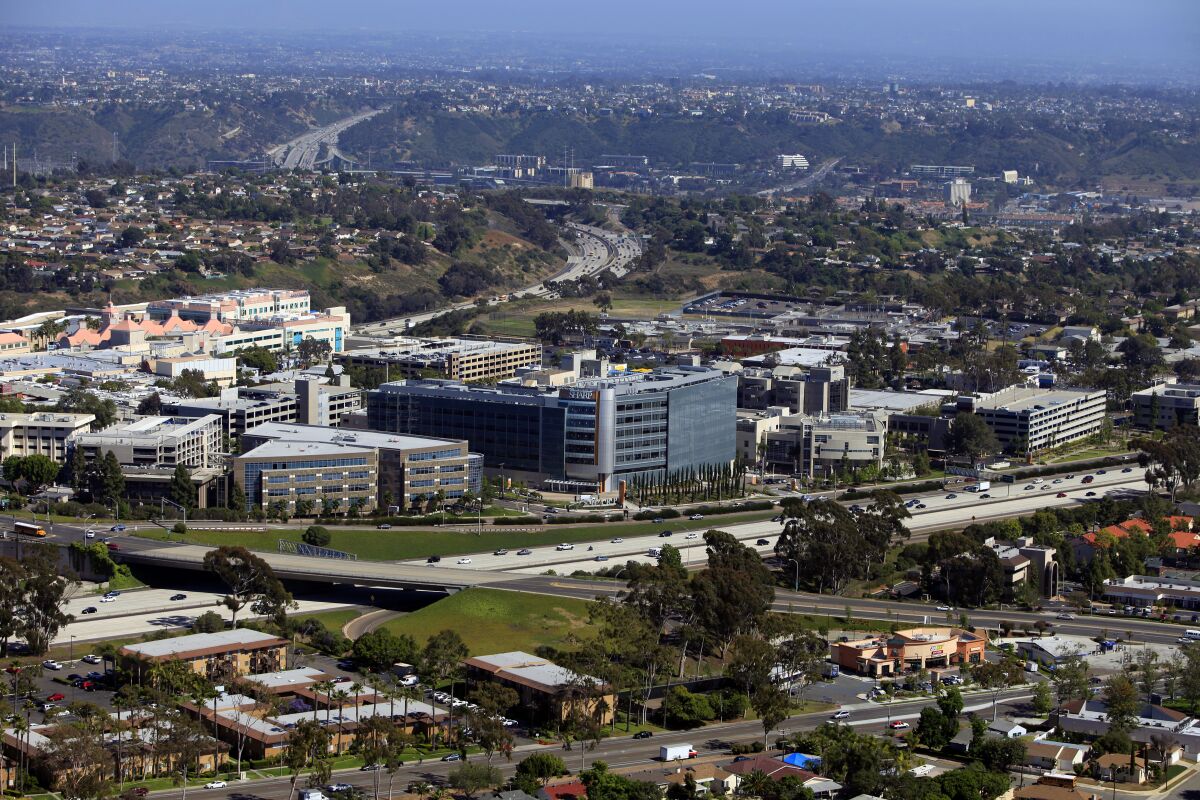 aerial image of three hospitals 