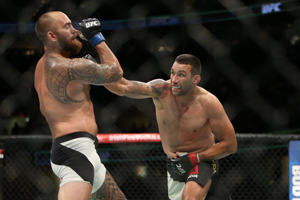 Fabricio Werdum, right, beat Travis Browne by unanimous decision Sept. 10, 2016 at UFC 203 in Cleveland.