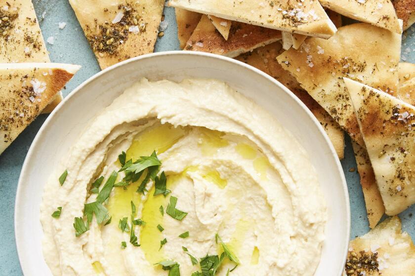 Five-minute hummus. Arguably better than this recipeÕs speed and short ingredient list is its adaptability. Eat it the first day with warm flatbread, then use it as a vehicle for leftovers. (Linda Xiao/The New York Times; Food Stylist: Monica Pierini)