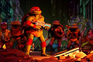 L-r, APRIL O'NEIL, MIKEY, RAPH, DONNIE and LEO in PARAMOUNT PICTURES and NICKELODEON MOVIES Present A POINT GREY Production "TEENAGE MUTANT NINJA TURTLES: MUTANT MAYHEM"