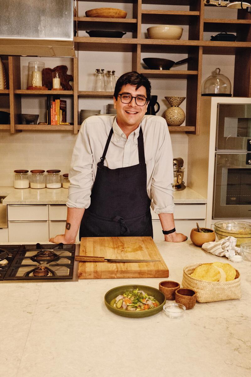 Jesus "Chuy" Cervantes, chef de cuisine of Damian and Ditroit Taqueria, at the Los Angeles Times Test Kitchen.