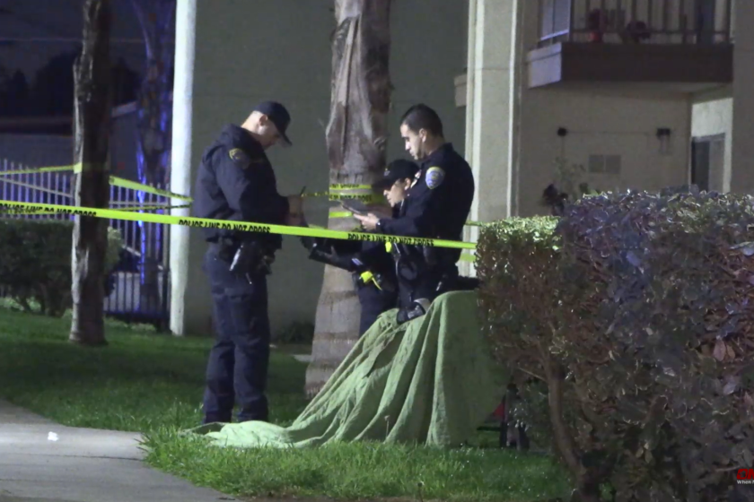 Police shot a knife-wielding man at an apartment complex Saturday night.