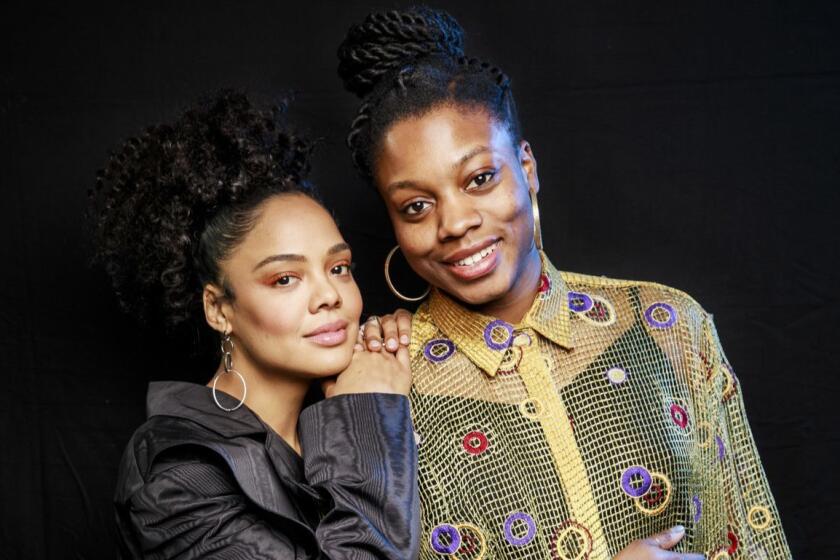 WEST HOLLYWOOD, CALIF. -- SUNDAY, MARCH 24, 2019: Tessa Thompson with director Nia DaCosta of "Little Woods," at the London Hotel, in West Hollywood, Calif., on March 24, 2019. (Marcus Yam / Los Angeles Times)