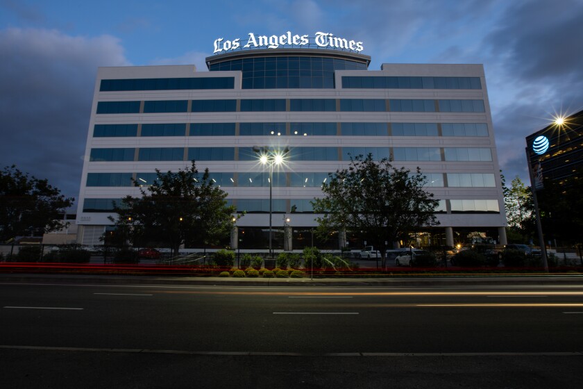 he Los Angeles Times building and newsroom along Imperial Highway