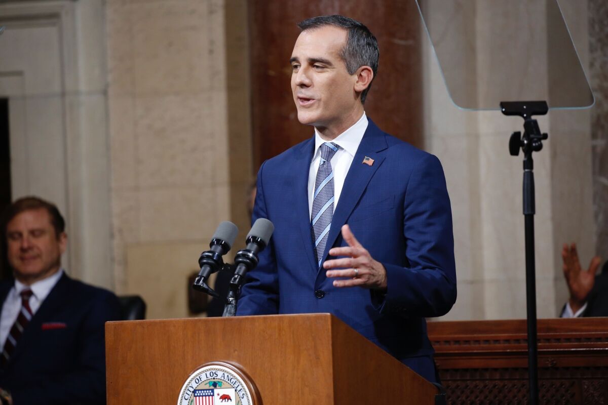 Los Angeles Mayor Eric Garcetti delivers his State of the City address 