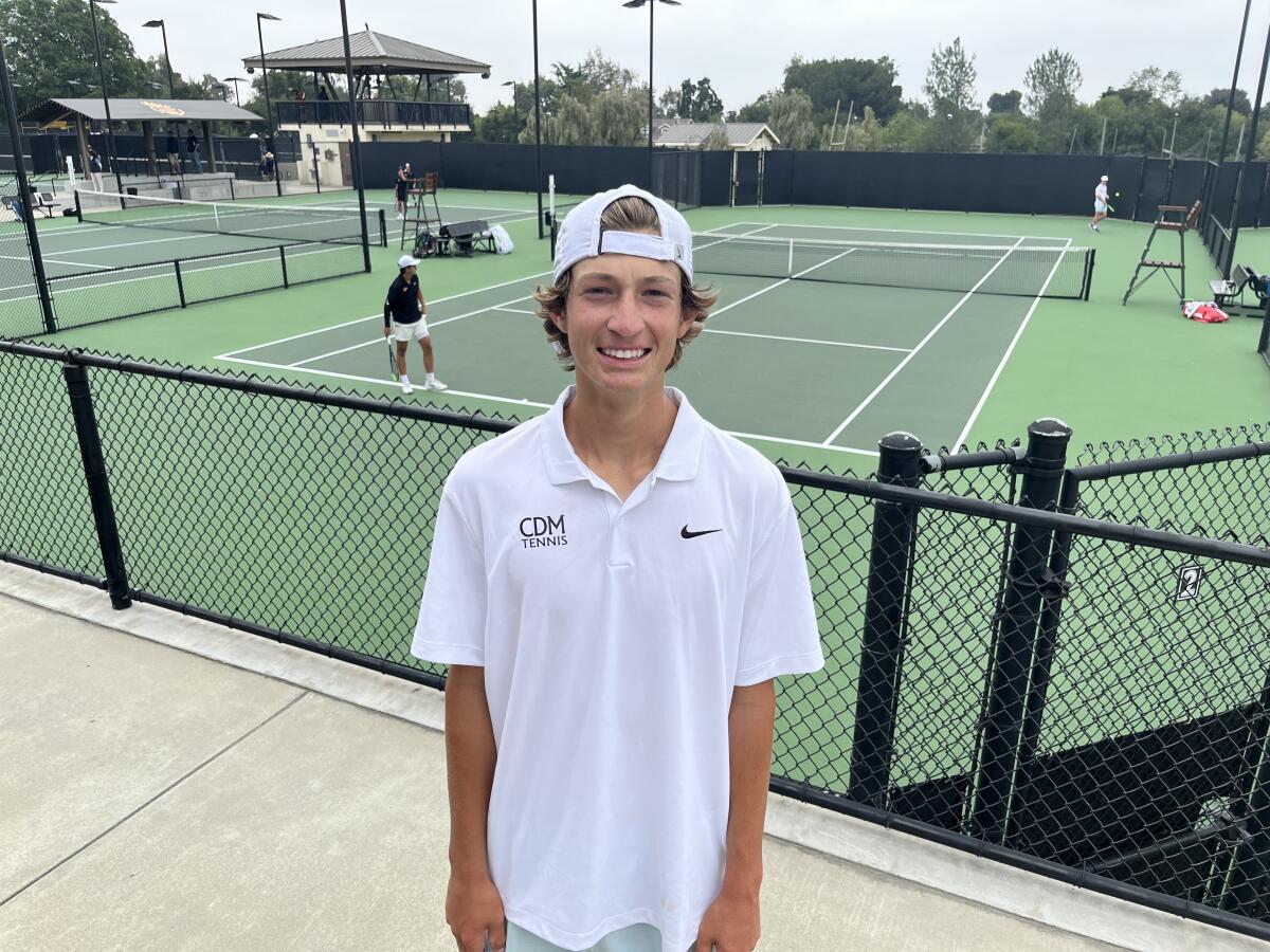 Corona del Mar High junior Niels Hoffmann during the CIF Southern Section Individuals boys' tennis tournament.