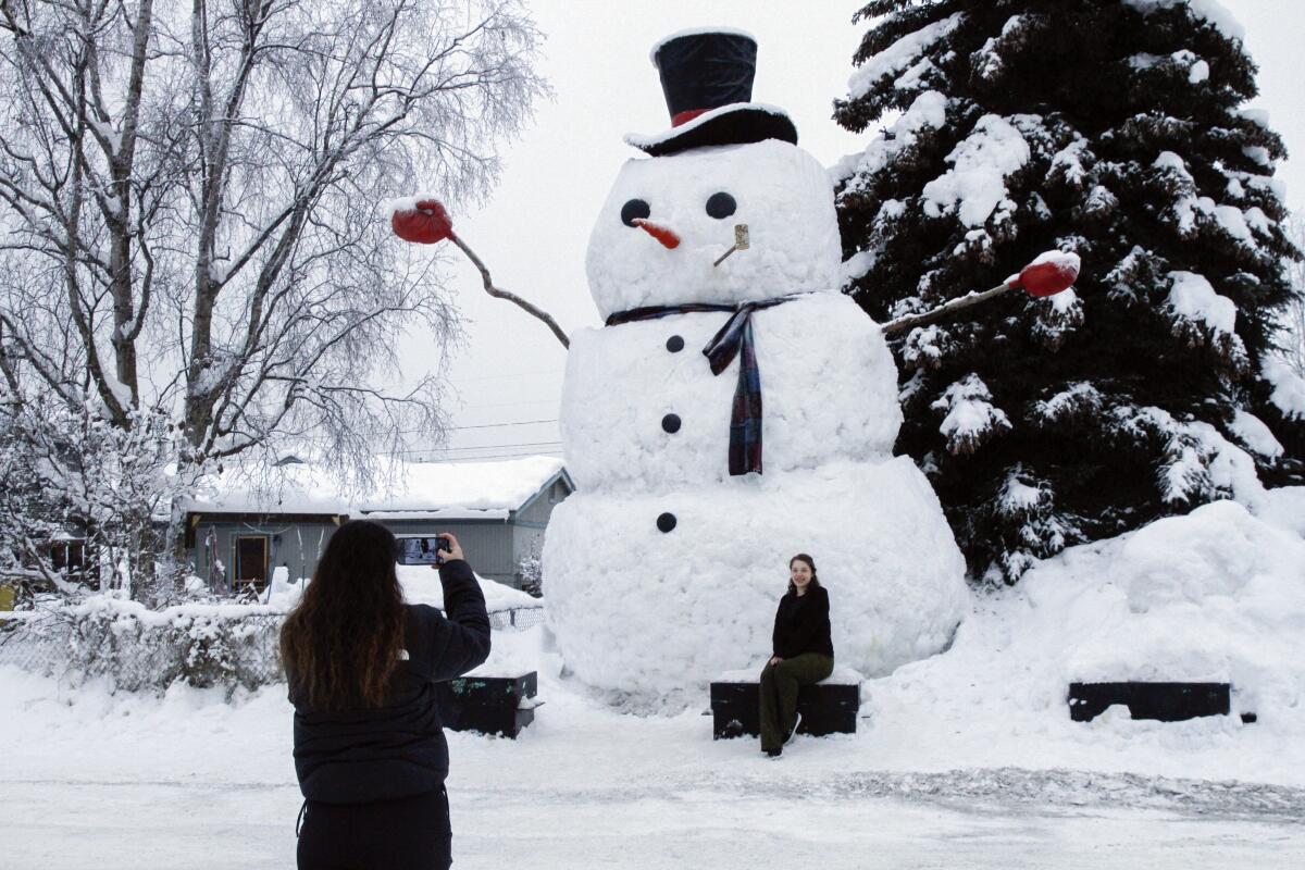 A very large snowman in Anchorage