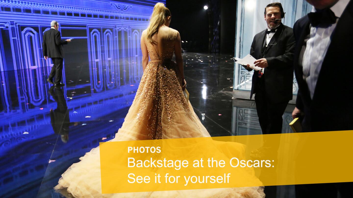 Jennifer Lopez backstage at the 87th Academy Awards.