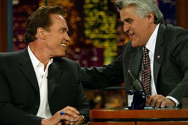 Arnold Schwarzenegger declared his candidacy for governor of California to Jay Leno on the "Tonight Show" in 2003.