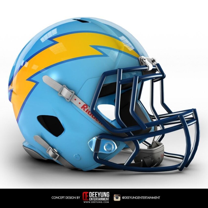 How's this for a new Chargers helmet? The San Diego UnionTribune