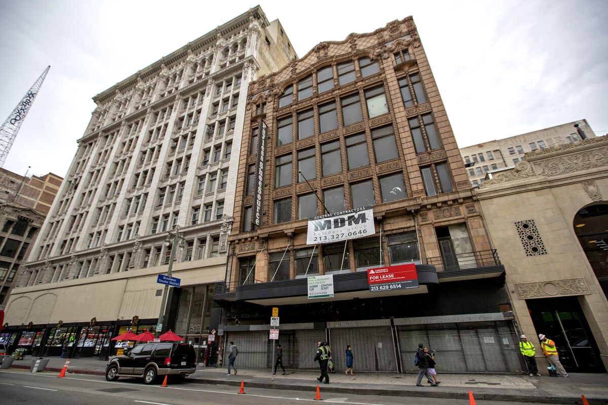 The former Desmond's store, center, at 616 S. Broadway in downtown Los Angeles.