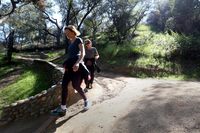 LA CANADA FLINTRIDGE FEBRUARY 28, 2018: The start or in this case the end of the Descanso Trail is a steep up hill grade. On February 28, 2018. .This short, steep loop in La Canada Flintridge is more of a hike than a walk. But the hard work earns magnificent views. (Glenn Koenig / Los Angeles Times