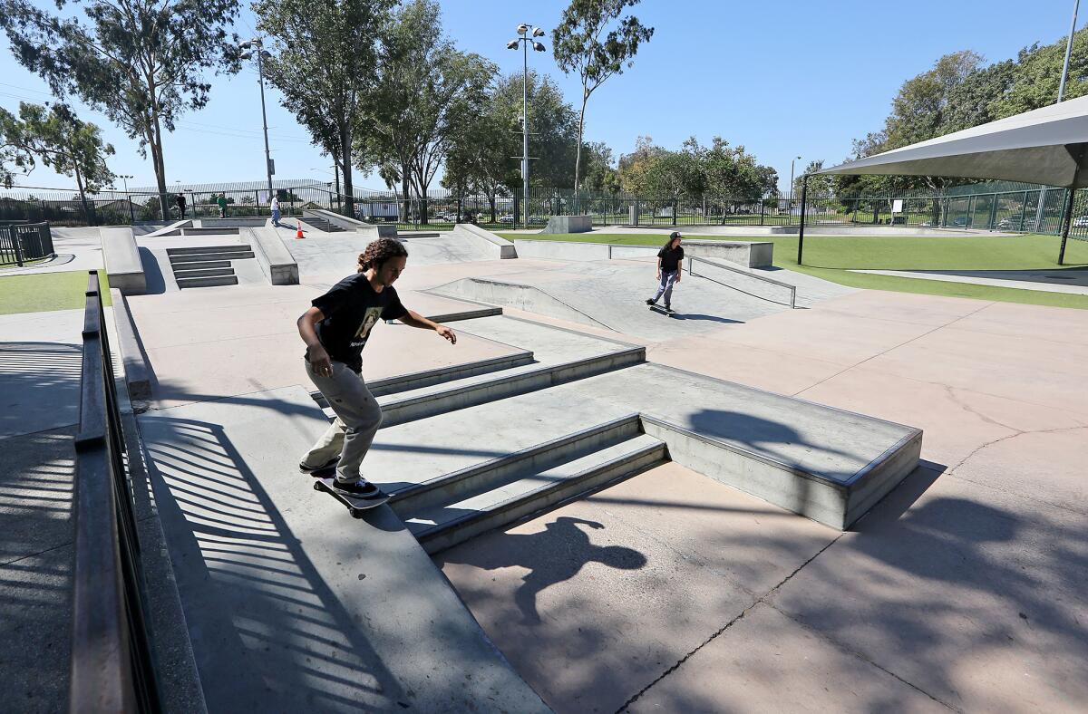  Costa Mesa has reopened its playgrounds including the city's Volcom skate park, shown above.