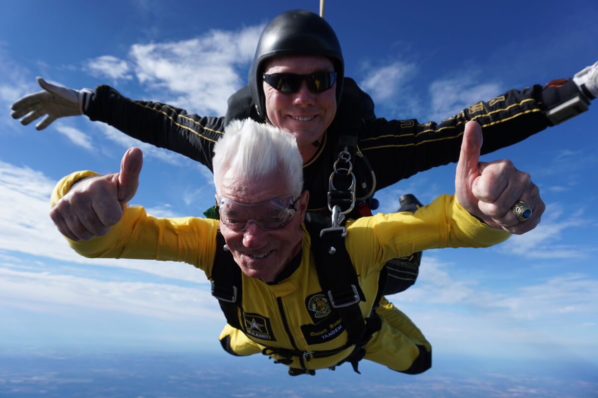Larry Brooks jumped from 12,500 feet for his upcoming 80th birthday.