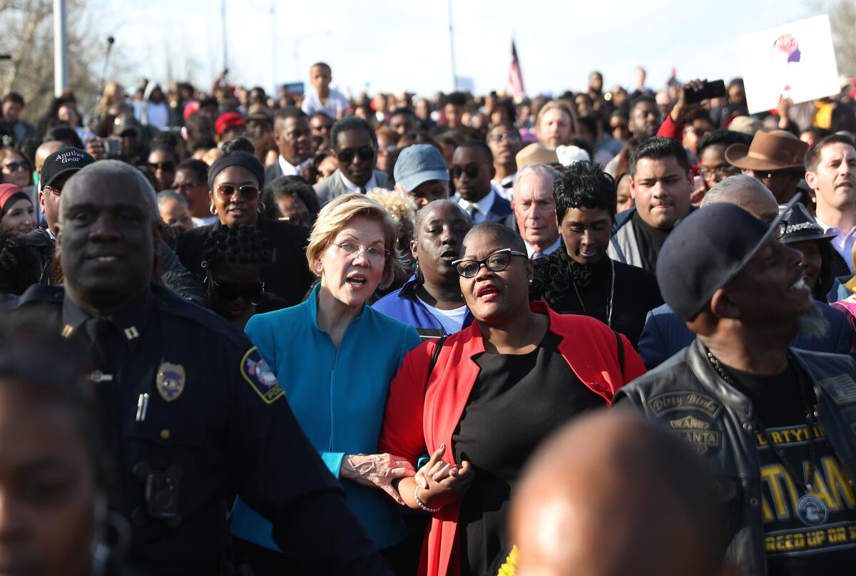 Sen. Elizabeth Warren at the Edmund Pettus Bridge