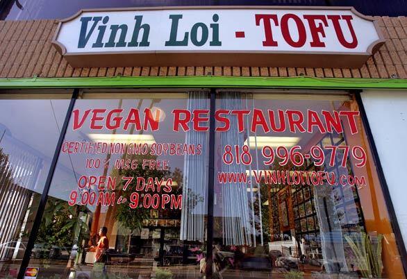Freshly made tofu is a specialty of the house at Vinh Loi, a vegan restaurant in Reseda.