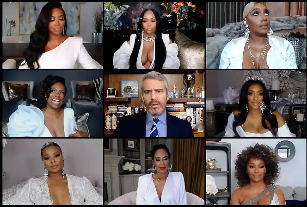 A screengrab from "The Real Housewives of Atlanta Reunion," part 1, hosted by Andy Cohen.