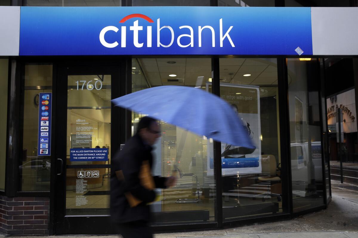 Citigroup's profit jumped in the fourth quarter but fell short of Wall Street expectations. Above, a Citibank location in Philadelphia on Tuesday.