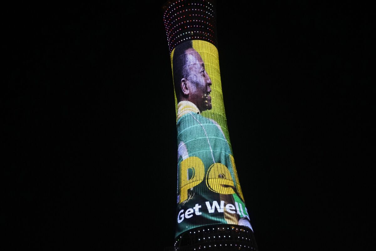 An image of former Brazilian player Pele with the  