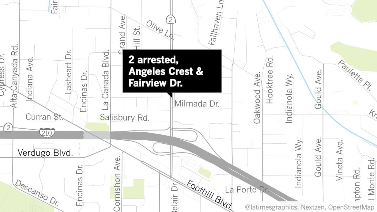 Crescenta Valley Sheriff's Station Dep. David Leon initiated a traffic stop Sunday and allegedly found one passenger in possession of a loaded 9mm handgun and another with pills believed to be Ecstasy.