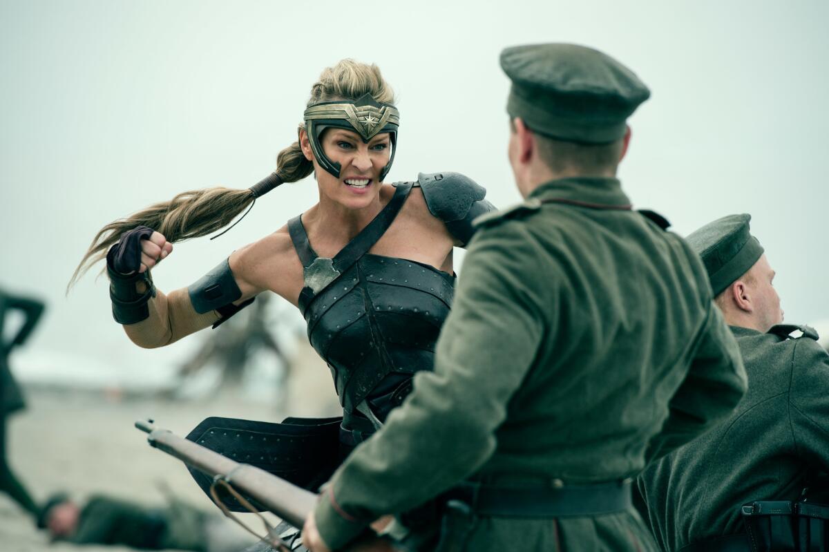 Robin Wright as General Antiope in the film "Wonder Woman." (Alex Bailey / Warner Bros. Entertainment)