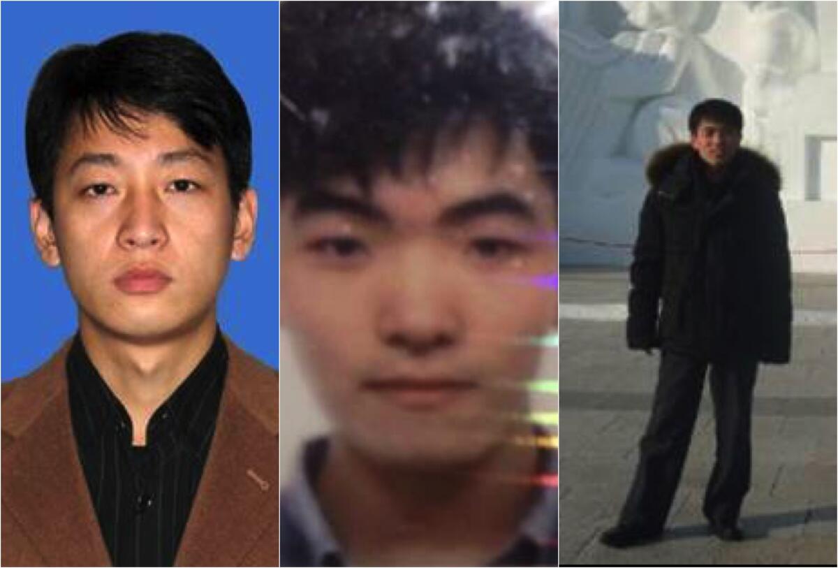 From left, Park Jin Hyok, Kim Il and Jon Chang Hyok are accused in cyberattacks.