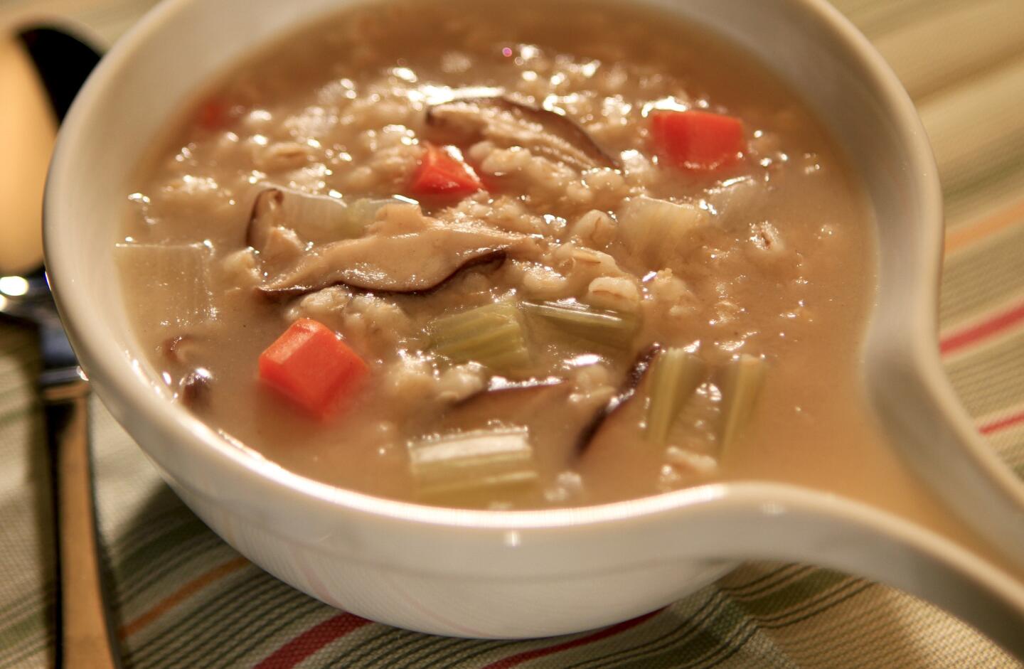 Junior's mushroom barley soup