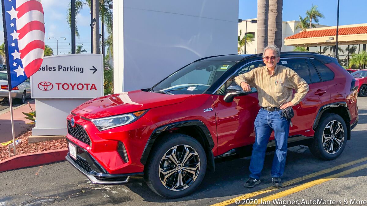 Jan with new 2021 Toyota RAV4 Prime XSE at Toyota Carlsbad
