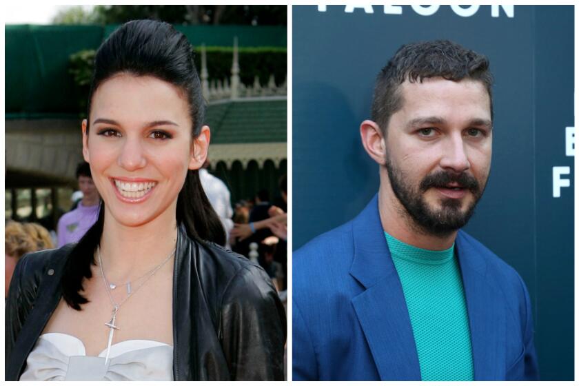 A split image of a woman smiling with brown hair and a man in a blue suit