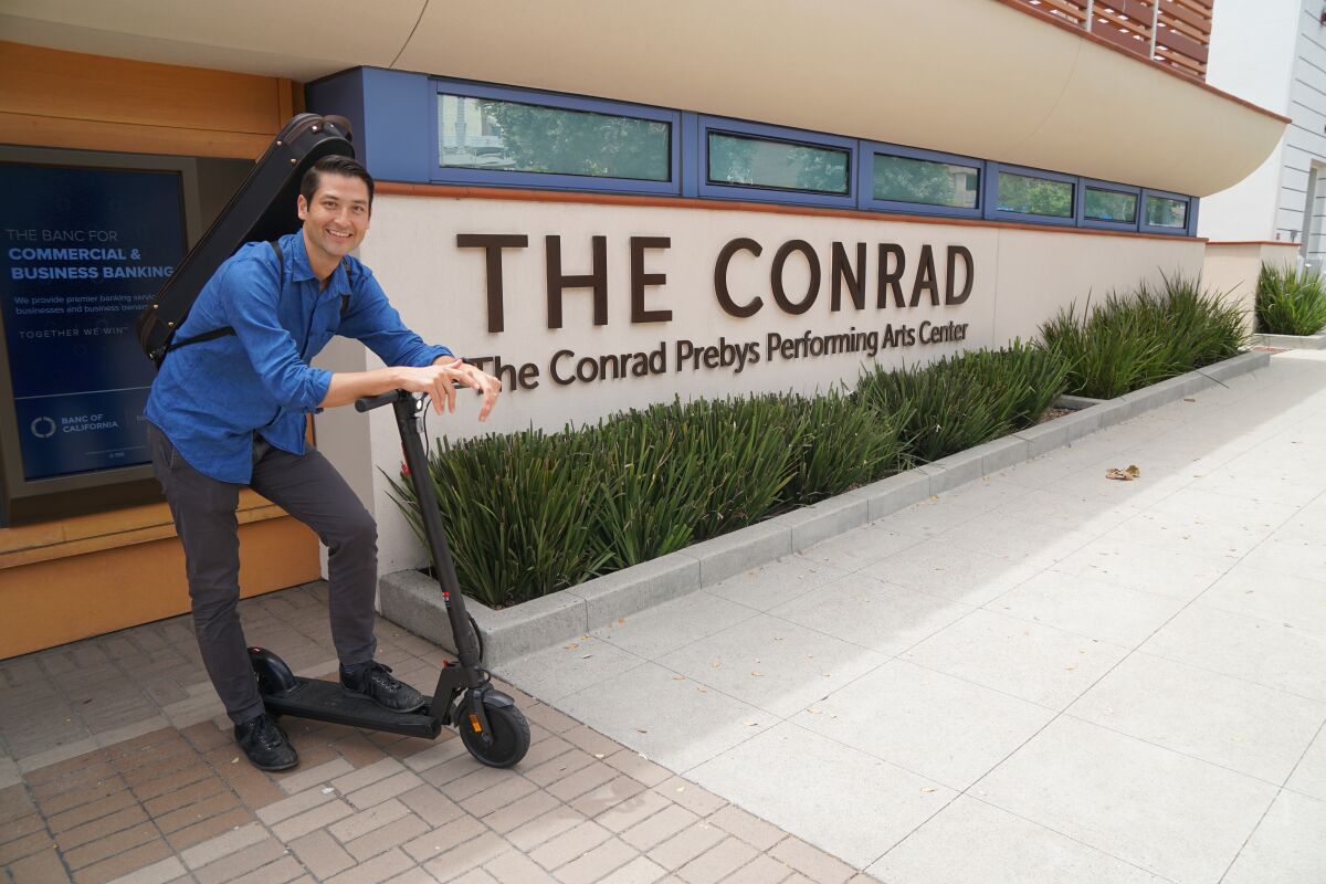 Masumi Per Rostad had an electric scooter shipped to La Jolla for easy commuting.