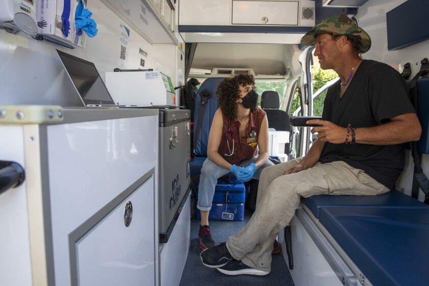 Venice Family Clinic street medicine team member Francesca Reinisch, a physician assistant student, left.