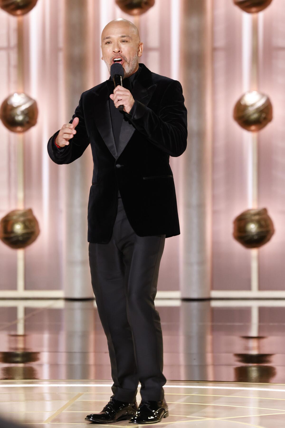 Jo Koy hosts the 2024 Golden Globe Awards.